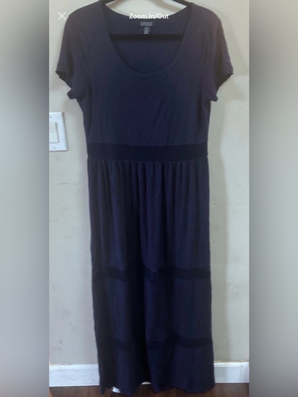 Spense Navy Short-Sleeve Scoop Neck Maxi Dress